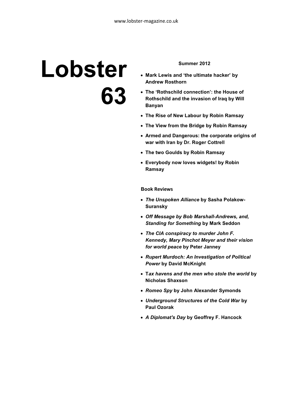 Lobster-Magazine.Co.Uk