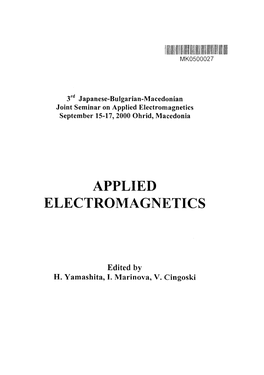 Applied Electromagnetics September 15-17, 2000 Ohrid, Macedonia