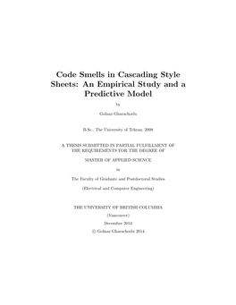Code Smells in Cascading Style Sheets: an Empirical Study and a Predictive Model