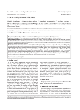 Ramadan Major Dietary Patterns