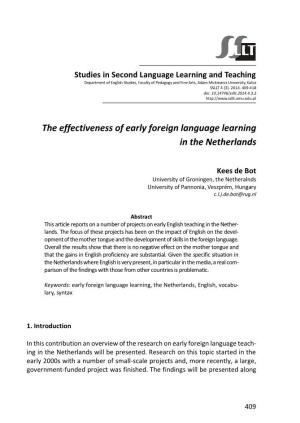 The Effectiveness of Early Foreign Language Learning in the Netherlands