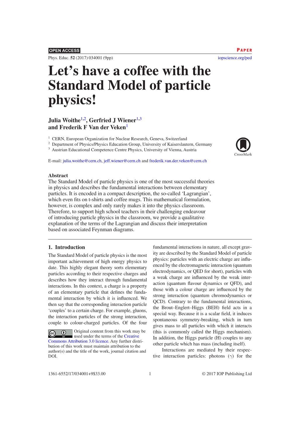 Let's Have a Coffee with the Standard Model of Particle