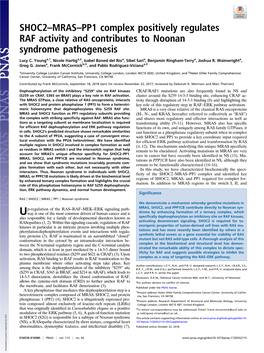 SHOC2–MRAS–PP1 Complex Positively Regulates RAF Activity and Contributes to Noonan Syndrome Pathogenesis