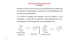 Structures of Monosaccharides Hemiacetals