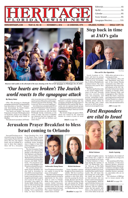 The Jewish World Reacts to the Synagogue Attack Step Back in Time at JAO's Gala Jerusalem Prayer