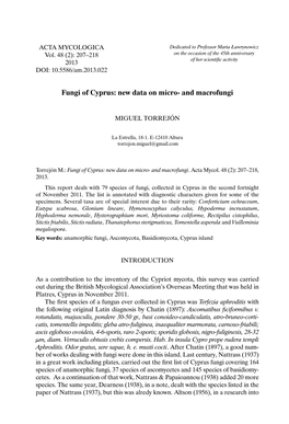Fungi of Cyprus: New Data on Micro- and Macrofungi