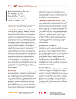Suitability of Form for Data: an Analysis of Data Visualization Projects Deepika Sahai, Lalit Chaudhari, Sindhu Ms & Sindhu S Rao