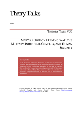 Mary Kaldor on Framing War, the Military Industrial Complex, And