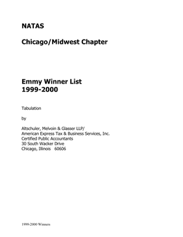 NATAS Chicago/Midwest Chapter Emmy Winner List 1999-2000