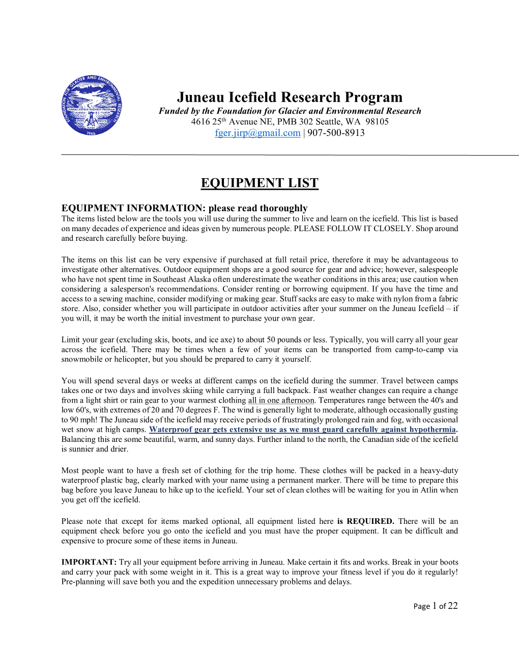 Juneau Icefield Research Program