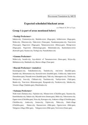 Expected Scheduled Blackout Areas