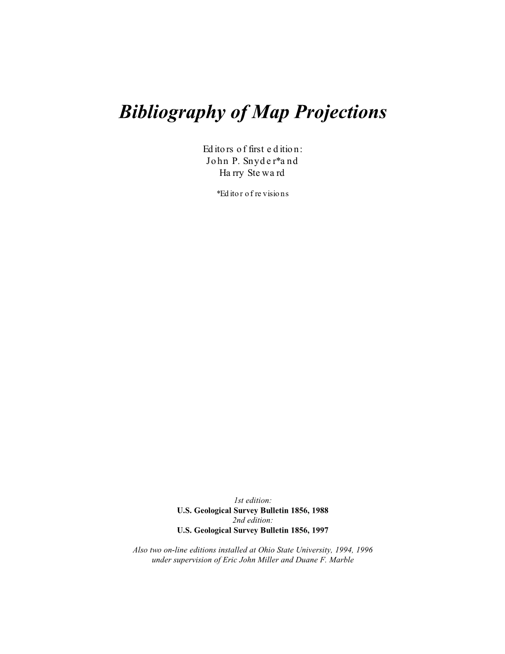 Bibliography of Map Projections