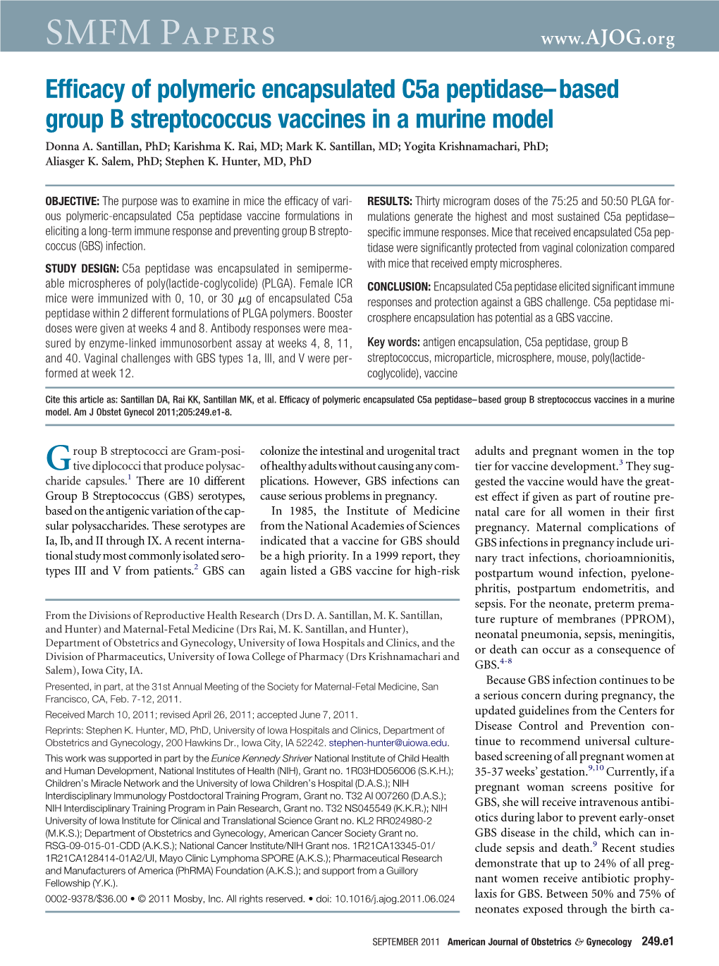 Efficacy of Polymeric Encapsulated C5a Peptidase–Based Group B