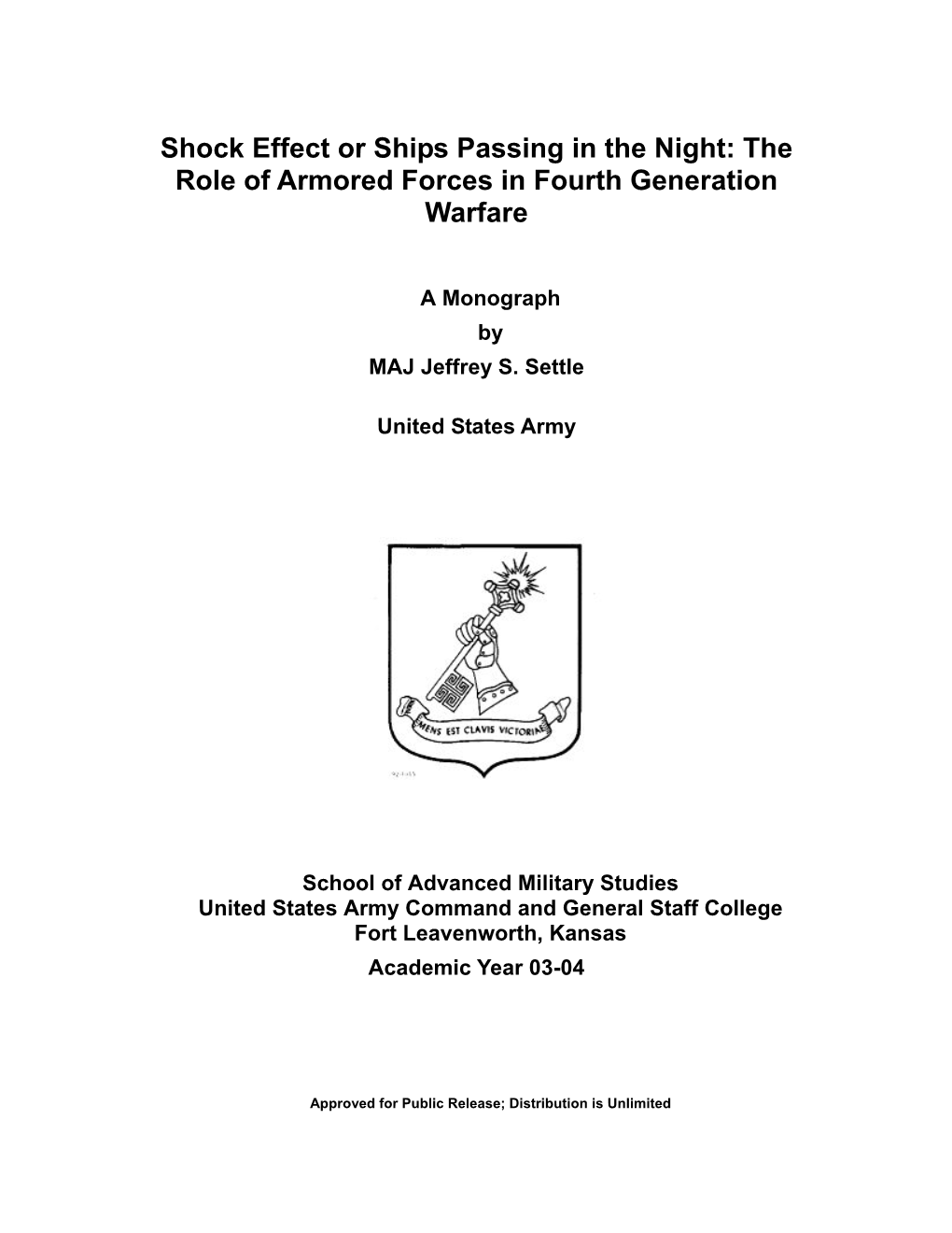 The Role of Armor in Fourth Generation Warfare