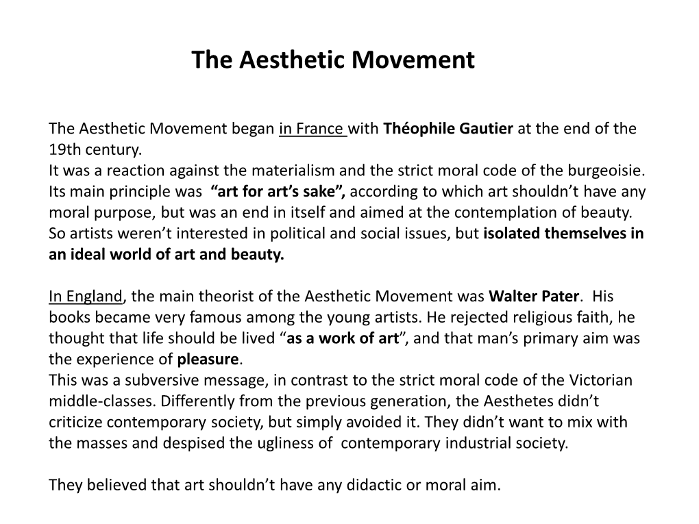 The Aesthetic Movement