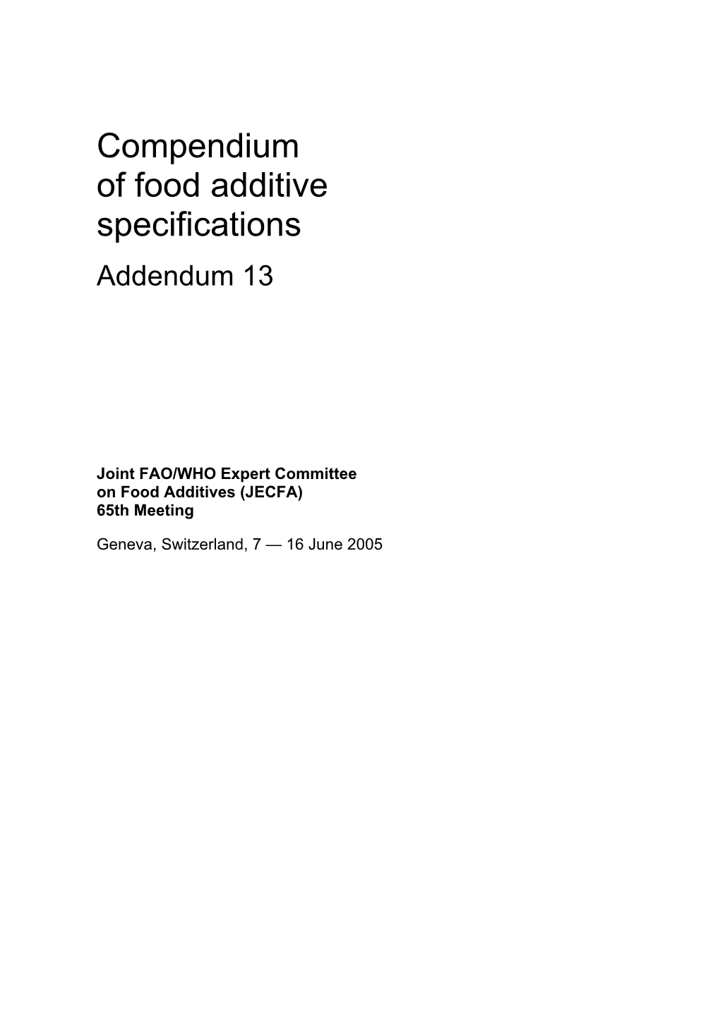 Compendium of Food Additive Specifications Addendum 13