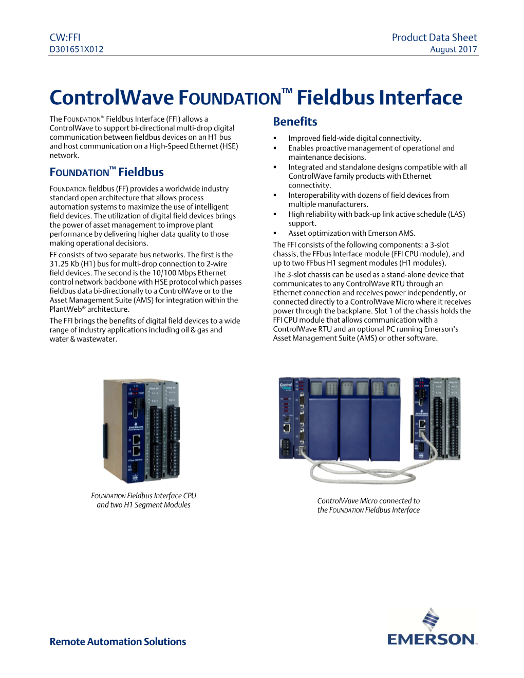 Controlwave FOUNDATION ™ Fieldbus Interface