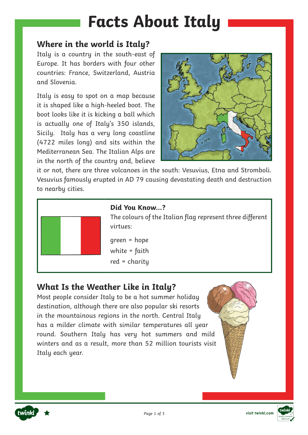 Italy Reading Comprehension