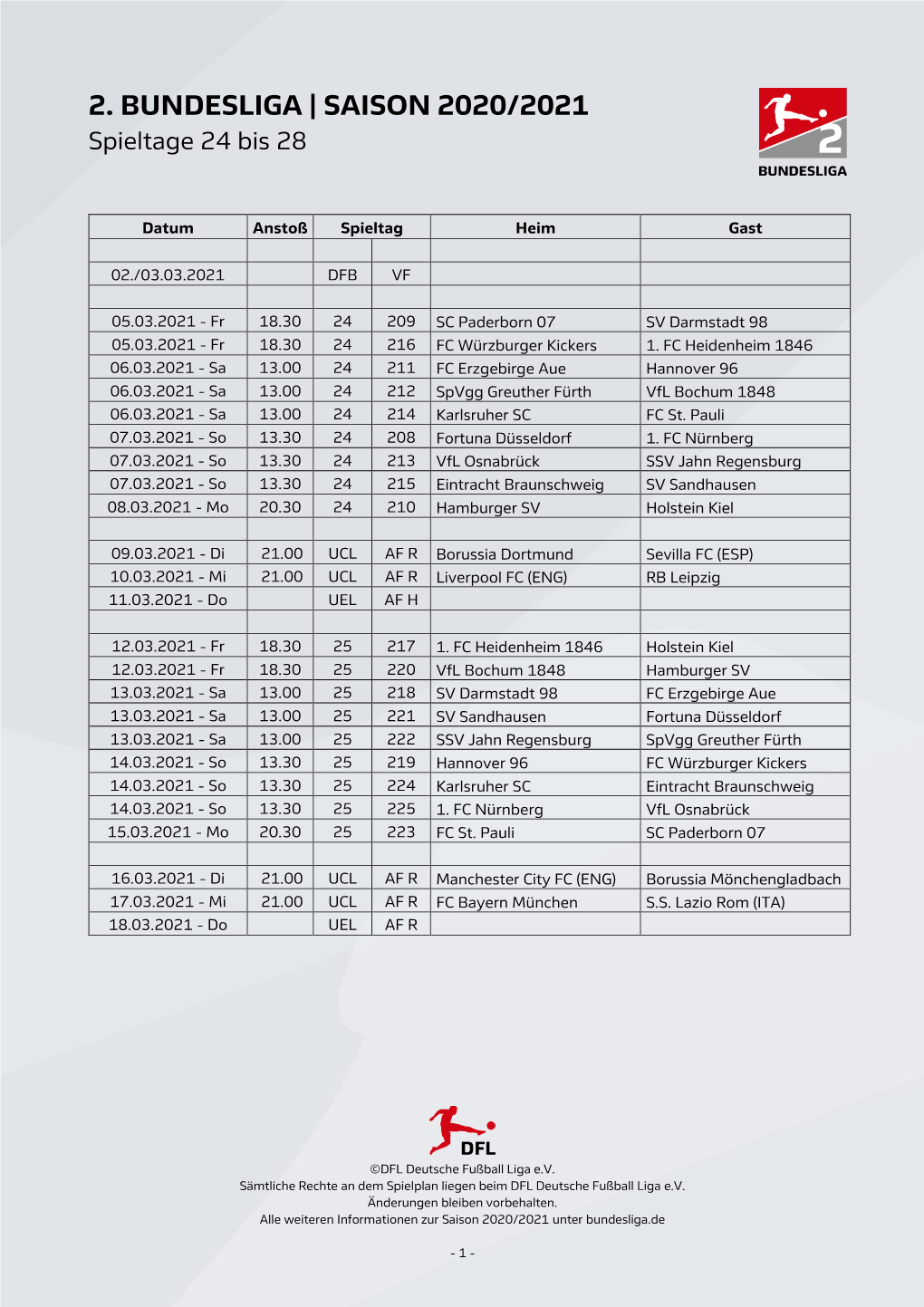 2. BUNDESLIGA | SAISON 2020/2021 Spieltage 24 Bis 28