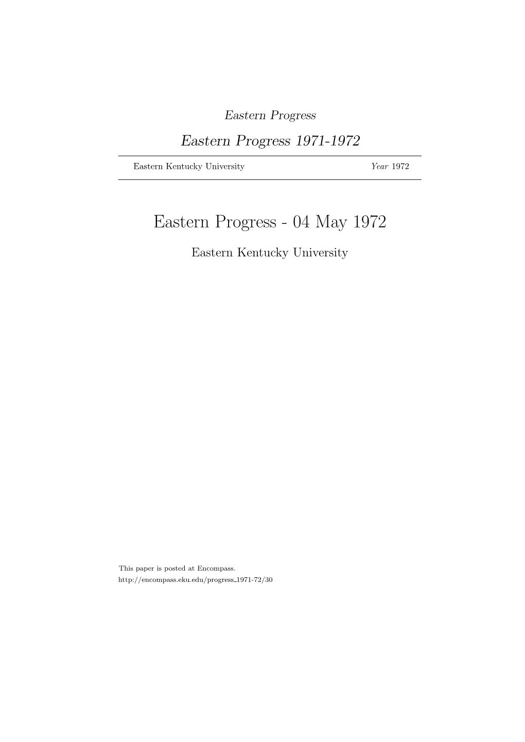 Eastern Progress Eastern Progress 1971-1972