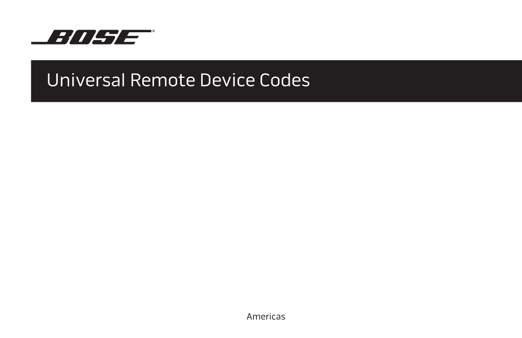 Universal Remote Device Codes