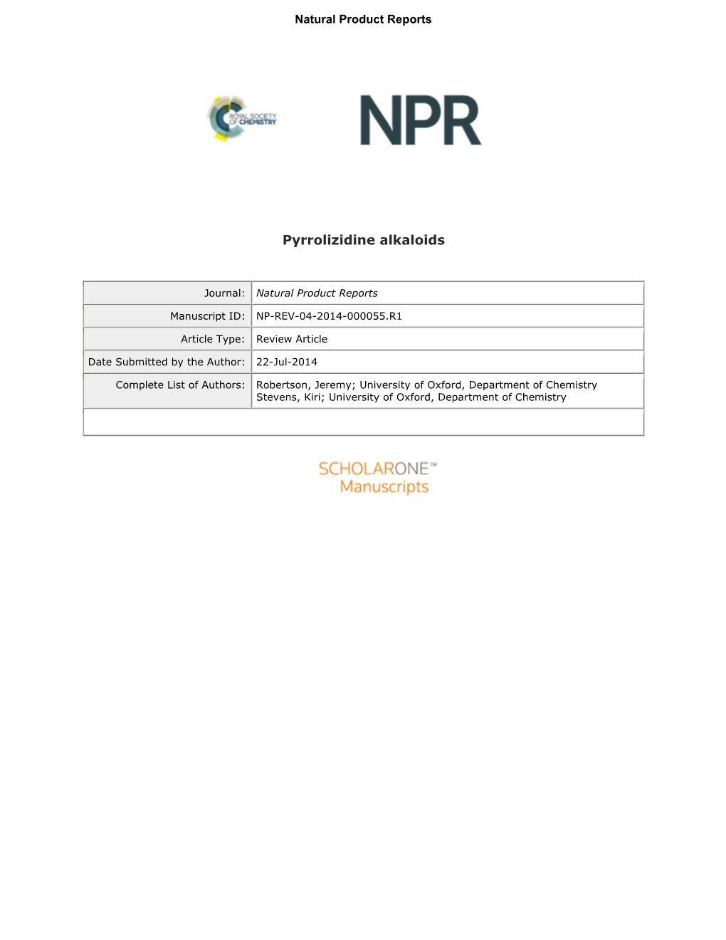 Pyrrolizidine Alkaloids