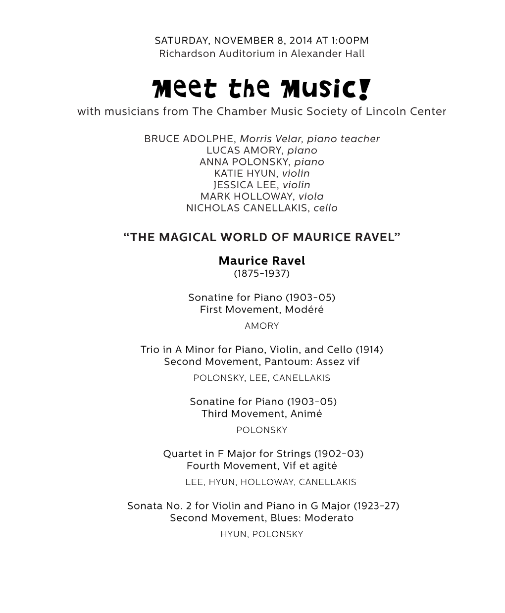 Meet the Music! with Musicians from the Chamber Music Society of Lincoln Center
