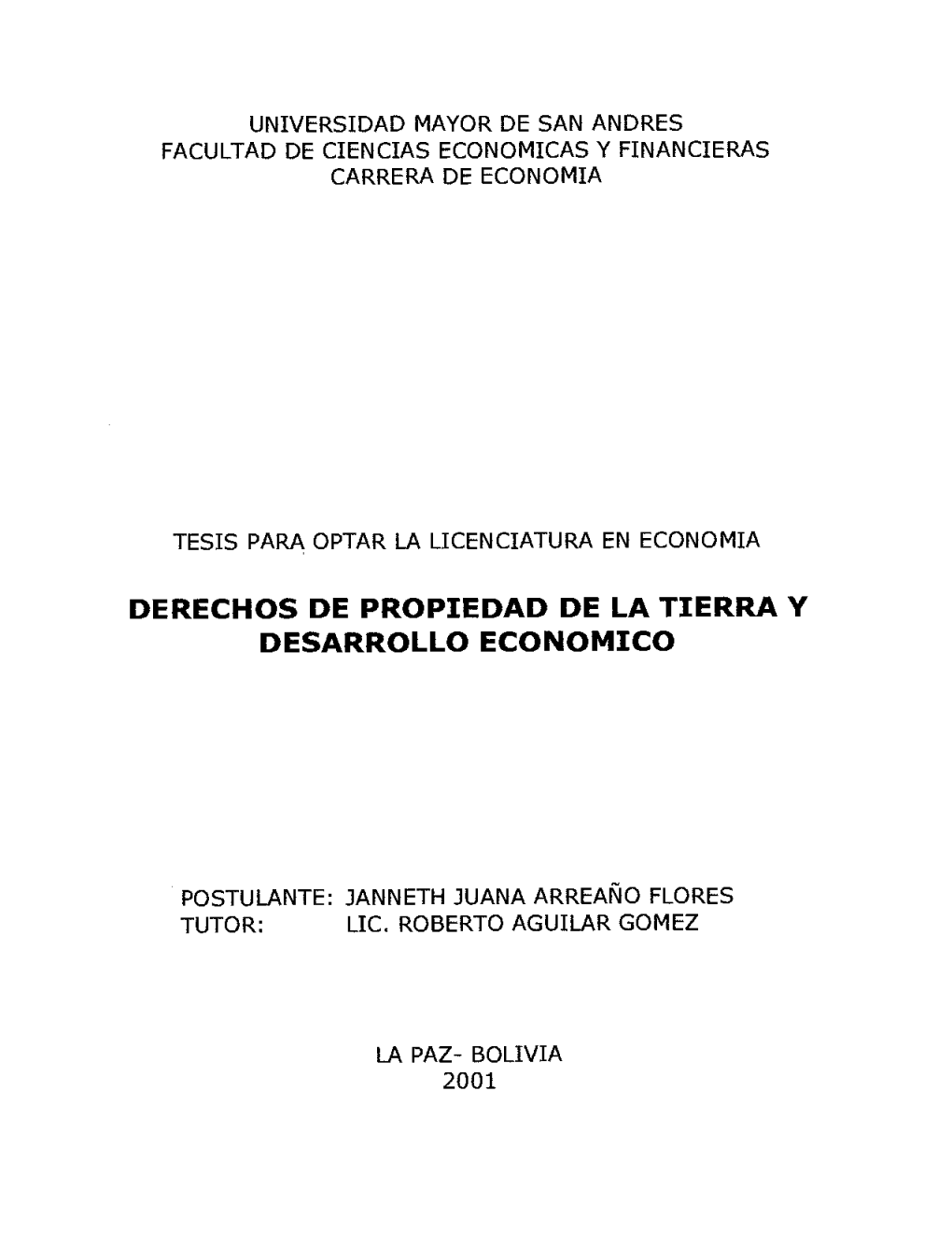 Derechos De Propiedad De La Tierra Y Desarrollo Economico