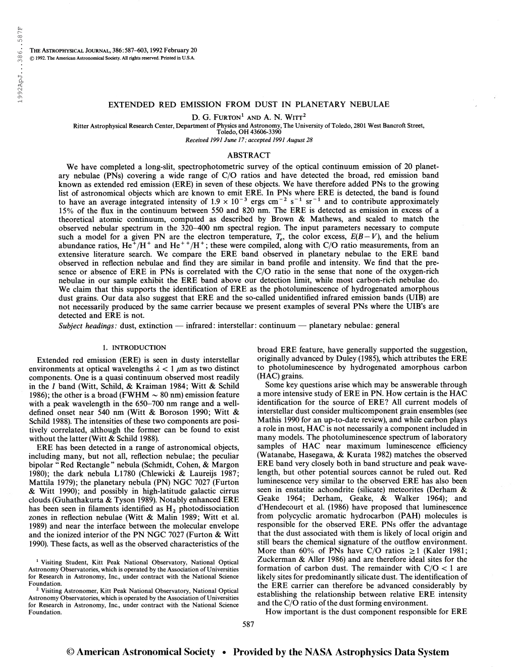 1992Apj. . .386. .587F the Astrophysical Journal, 386:587-603
