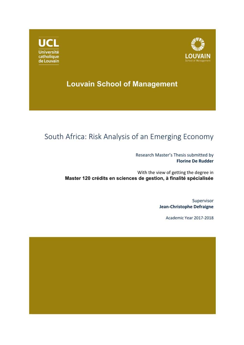 Risk Analysis of an Emerging Economy