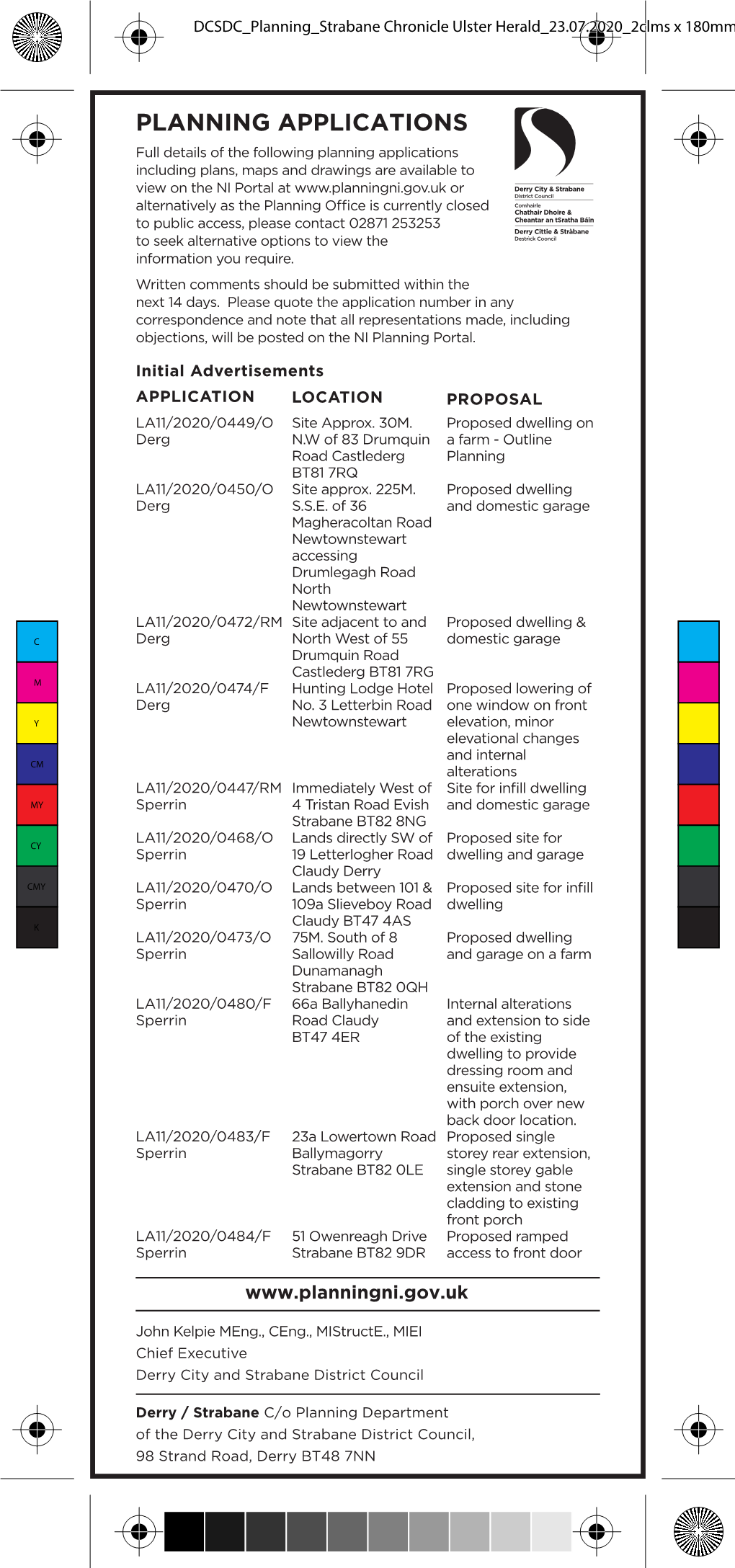 DCSDC Planning Strabane Chronicle Ulster Herald 23.07.2020 2Clms X 180Mm Draft 2.Pdf 1 17/07/2020 11:16:04