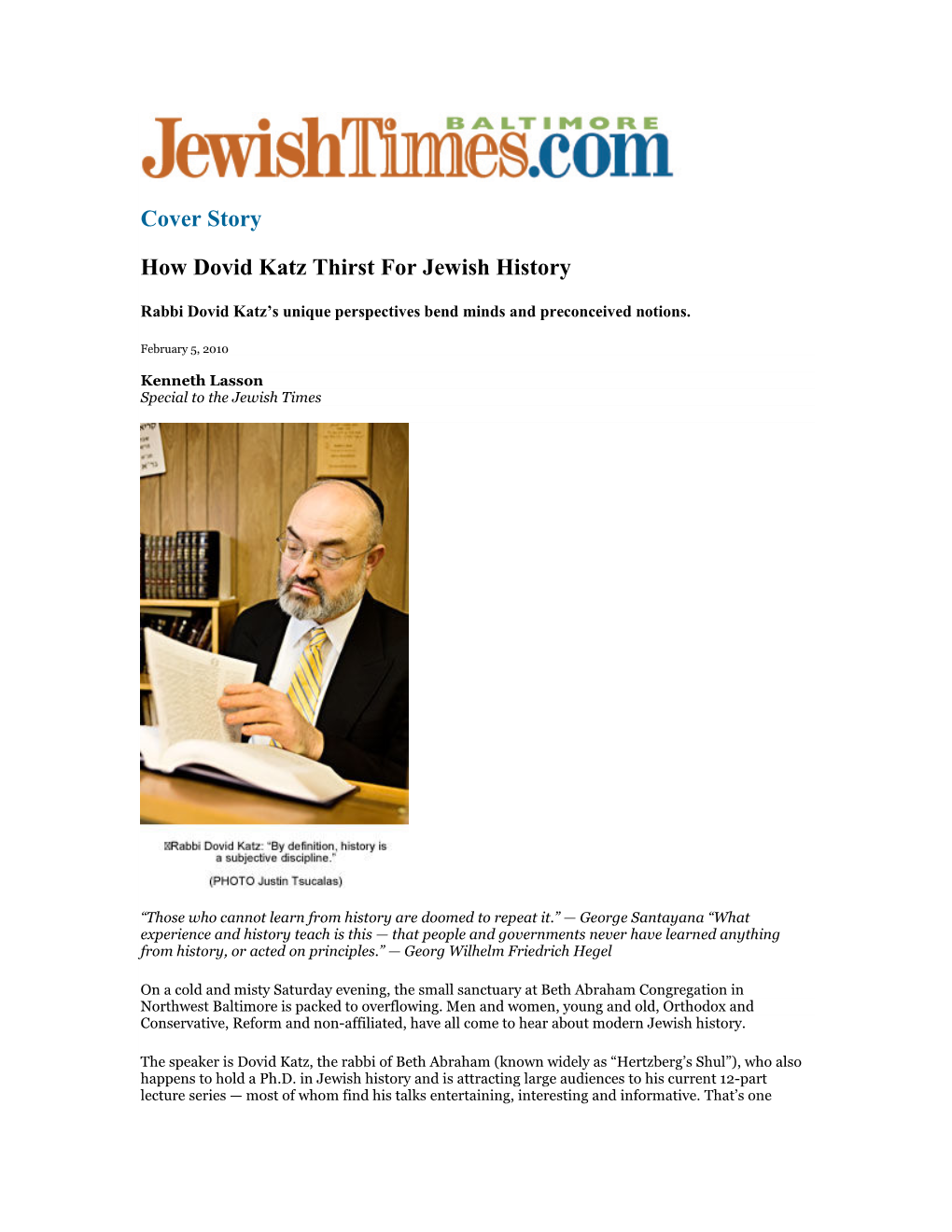 Cover Story How Dovid Katz Thirst for Jewish History