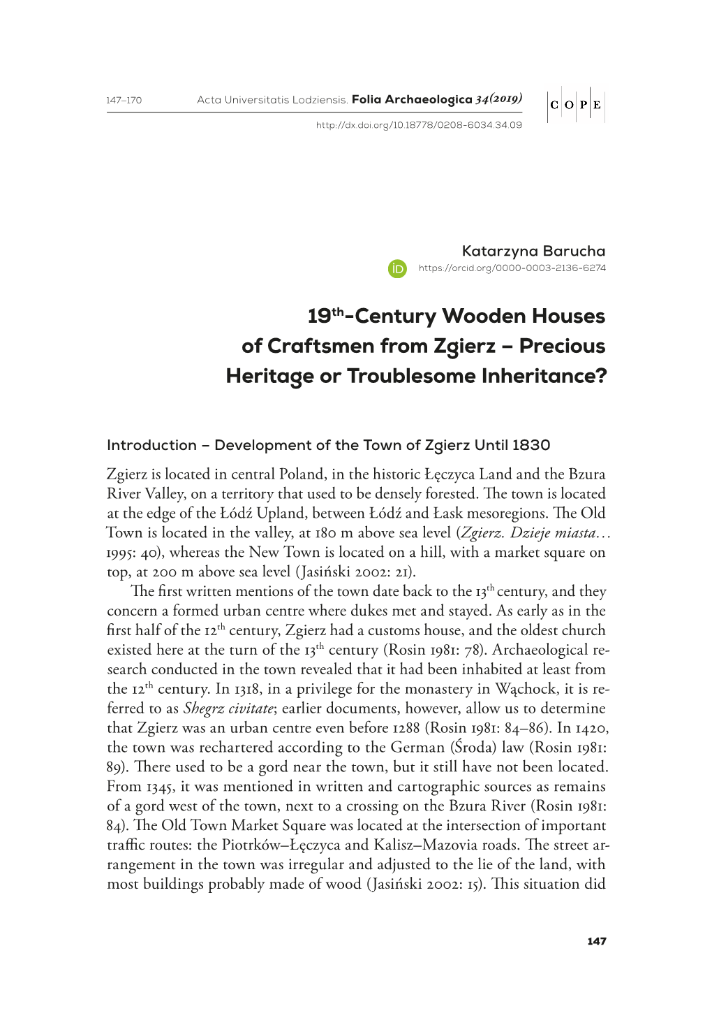 19Th-Century Wooden Houses of Craftsmen from Zgierz – Precious Heritage Or Troublesome Inheritance?