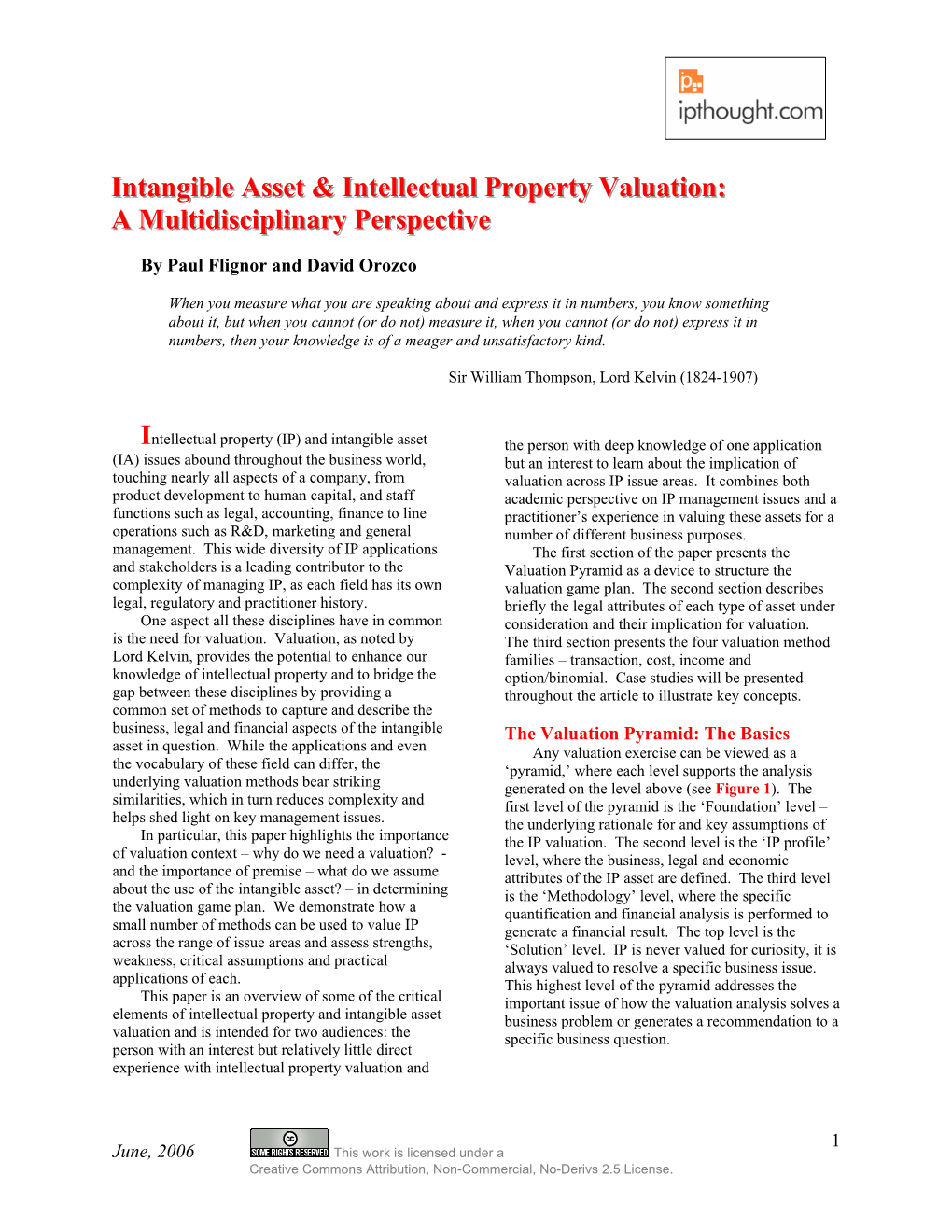 Intangible Asset & Intellectual Property Valuation