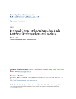 Biological Control of the Ambermarked Birch Leafminer (Profenusa Thomsoni) in Alaska Anna L