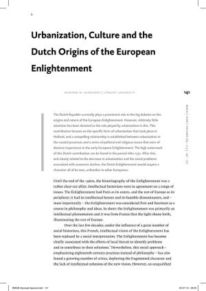 Urbanization, Culture and the Dutch Origins of the European Enlightenment