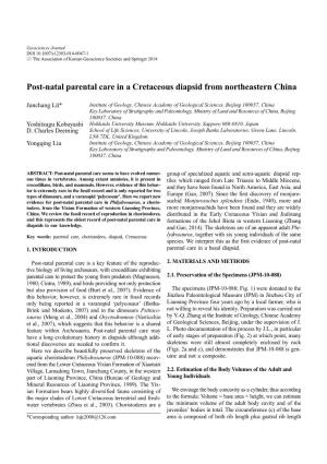 Post-Natal Parental Care in a Cretaceous Diapsid from Northeastern China