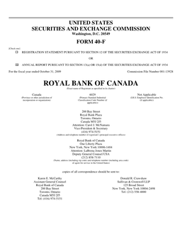 ROYAL BANK of CANADA (Exact Name of Registrant As Specified in Its Charter)