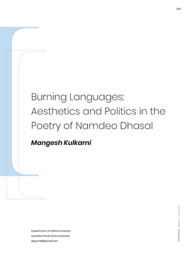 Aesthetics and Politics in the Poetry of Namdeo Dhasal