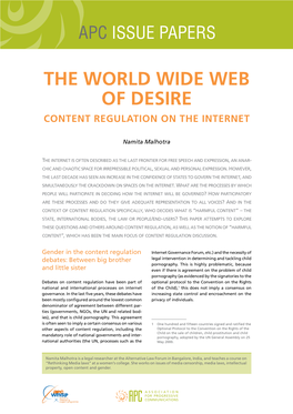 The World Wide Web of Desire Content Regulation on the Internet