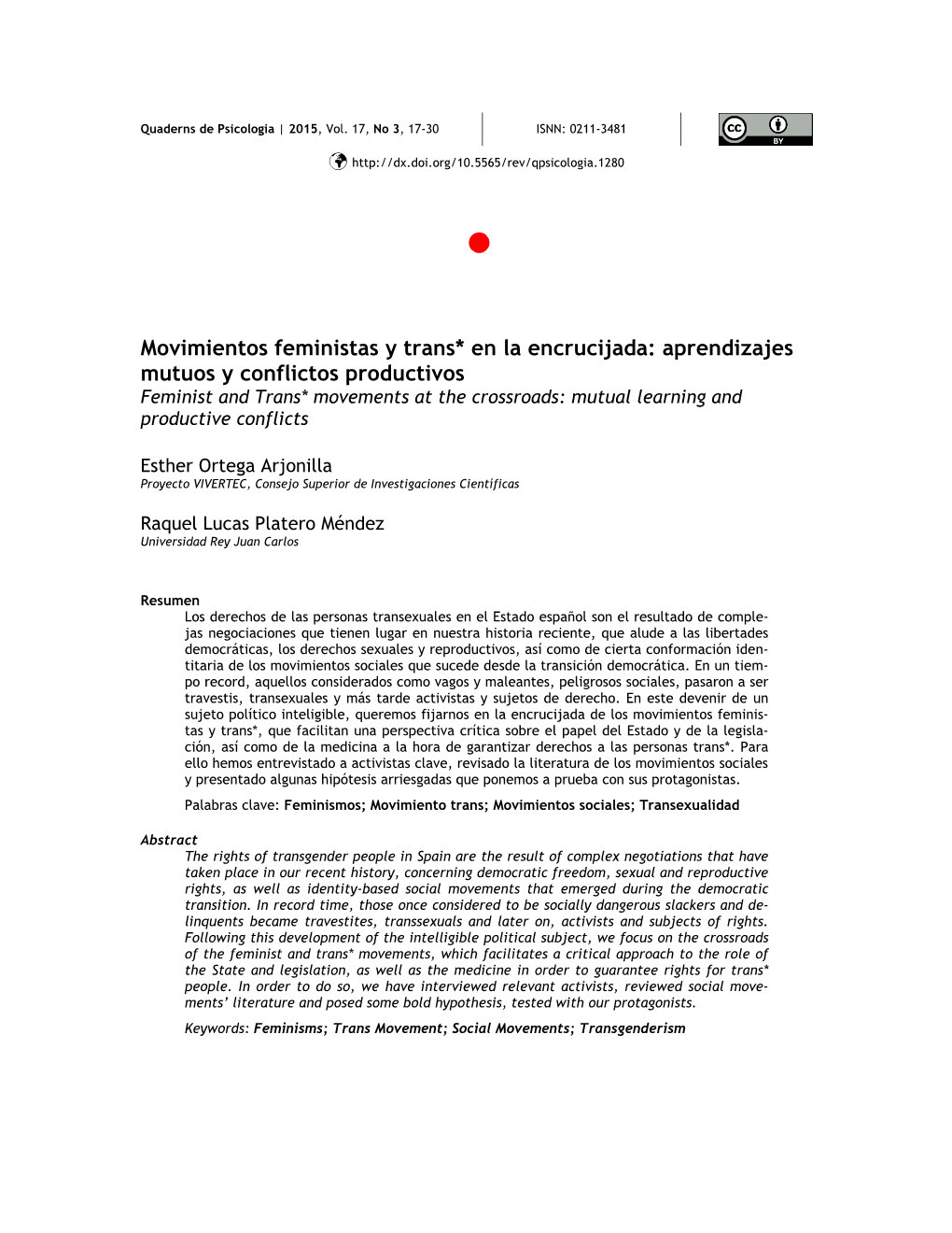 Quaderns De Psicología | 2015, Vol