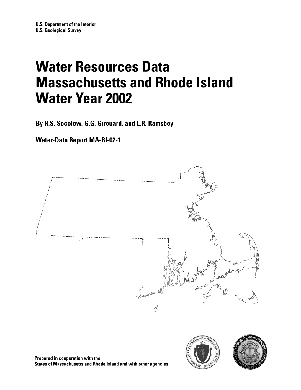 Water Resources Data Massachusetts and Rhode Island Water Year 2002