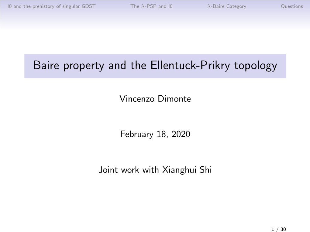 Baire Property and the Ellentuck-Prikry Topology