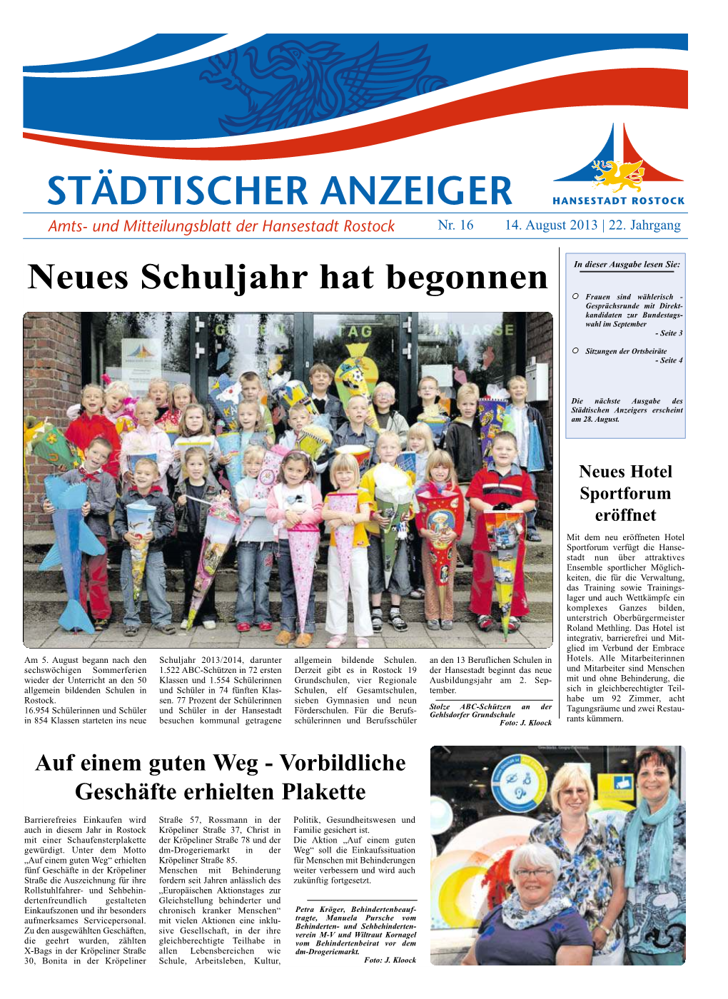 STÄDTISCHER ANZEIGER Amts- Und Mitteilungsblatt Der Hansestadt Rostock Nr