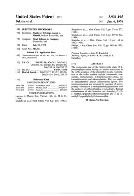 United States Patent (19) 11, 3,931, 195 Dykstra Et Al