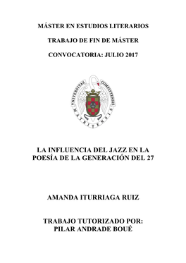 La Influencia Del Jazz En La Poesía De La Generación Del 27