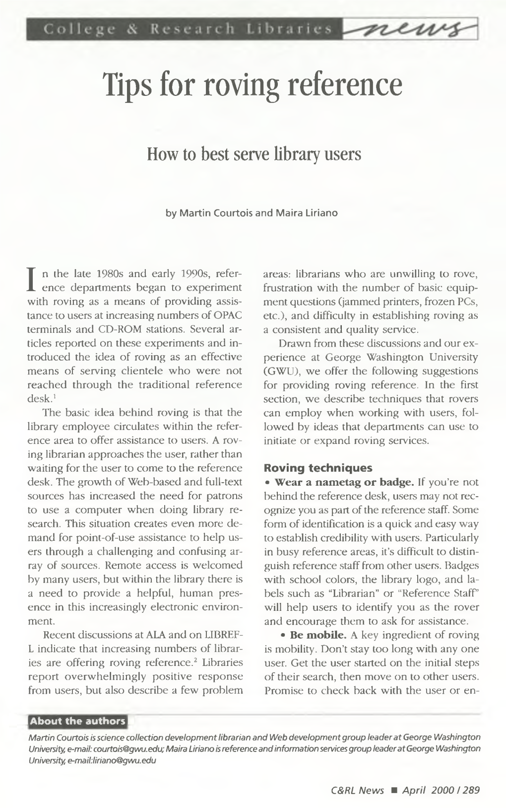 ACRL News Issue (B) of College & Research Libraries