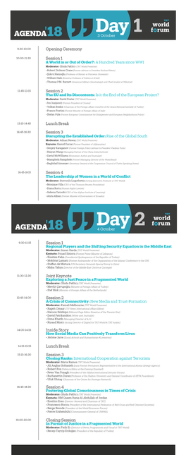 AGENDA'18 3 October