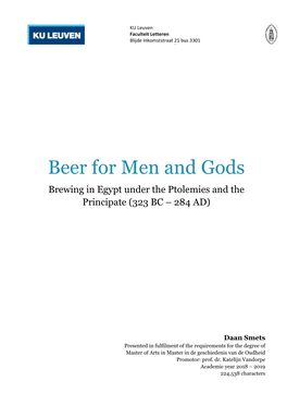 Beer for Men and Gods Brewing in Egypt Under the Ptolemies and the Principate (323 BC – 284 AD)