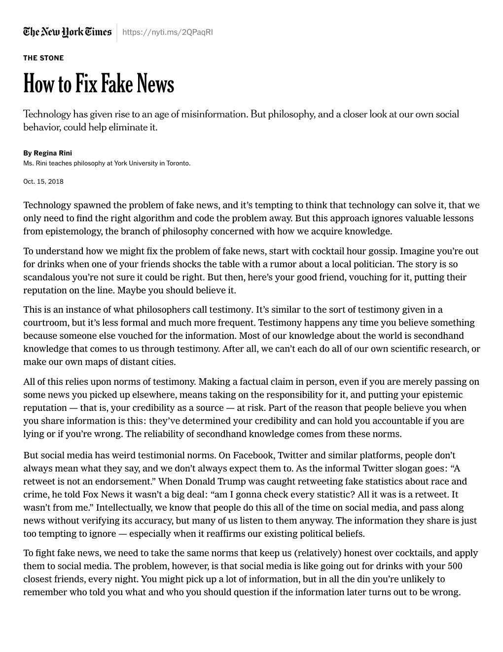 How to Fix Fake News Technology Has Given Rise to an Age of Misinformation
